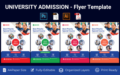 Volantino per la promozione dell&amp;#39;ammissione all&amp;#39;università PSD, AI design volume-9