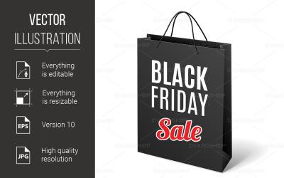 Descuentos del Black Friday, aumento del crecimiento del consumidor - Imagen vectorial