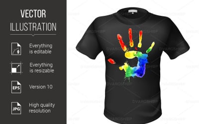 Fashionable Black T-shirt with a Sign - Vector Image