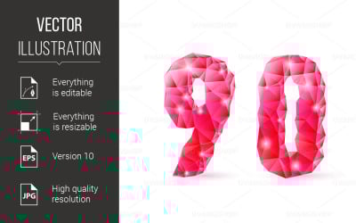 Ruby Polygonal Font - Vector Image