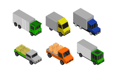Set Camion Isometrico - Immagine Vettoriale