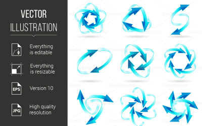 Set of Arrow Circles - Vector Image