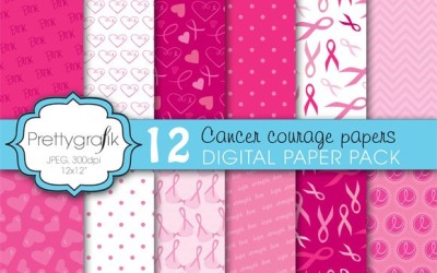 Cancer Ribbon Digital Paper - Vector Image