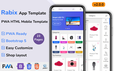 Rabix - modelo HTML multifuncional de comércio eletrônico para celular