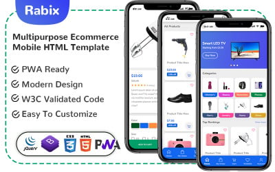 Rabix - Multipurpose Ecommerce Mobile HTML Template