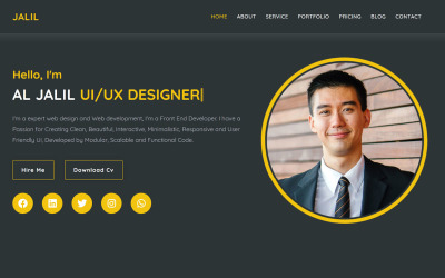 Reszponzív Jalil - Personal Portfolio Html Landing Page Template Nyítóoldal sablon 119282