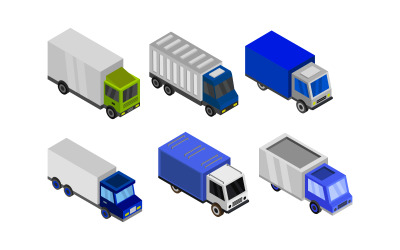 Sada izometrických nákladních automobilů - vektorový obrázek