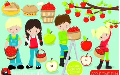 Apple Picking Clipart - Vector Image