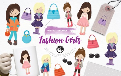 Fashion Girls Illustration Pack - Vector Image