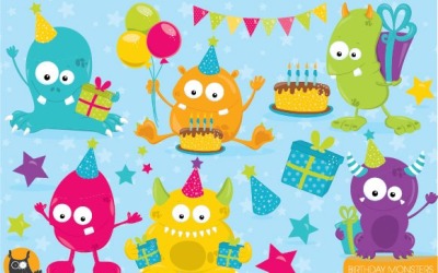 Geburtstags-Monster-Clipart - Vektorbild