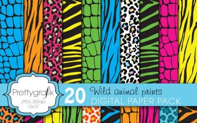 Papel digital con estampado de animales salvajes - Imagen vectorial