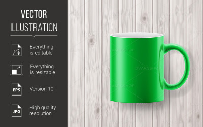 Cup on Wooden Backdrop - Vector Image