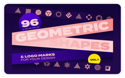 Коллекция 96 геометрических форм и логотипов, том 1 - векторное изображение