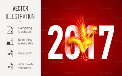 Silhouette of Head Red Cock - Vector Image