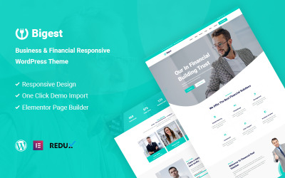 Tema WordPress Responsive #119544 "Bigest - Financial Responsive"