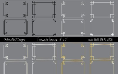 Zilver Goud 5 x 7 Fretwork Frames - Vector Afbeelding
