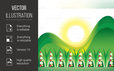 Abstract Flowering Grass in the Sun - Vector Image