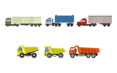 Conjunto de caminhões em fundo branco - imagem vetorial