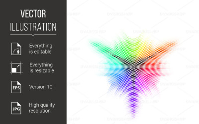 Different Colored Mosaic with Three Rays - Vector Image