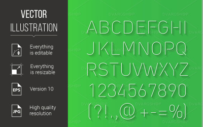 Font Thin Lines with Shadow - Vector Image