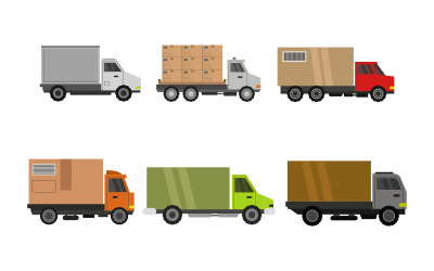 Set Vrachtwagens Op Witte Achtergrond - Vector Afbeelding