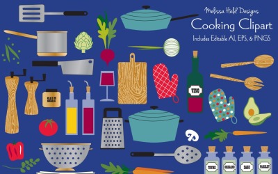 Clipart vectorial de cocina - ilustración