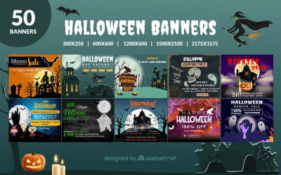 Modello di social media per 50 banner di Halloween