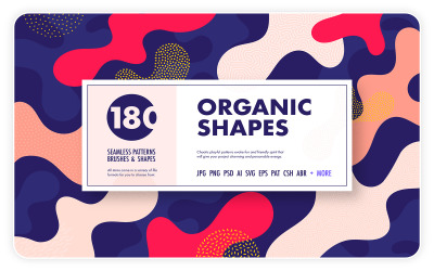 Paquete de formas orgánicas: 180 texturas, pinceles y elementos de diseño sin fisuras Patrón