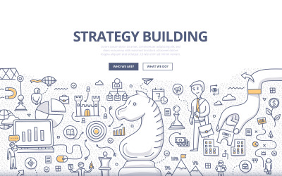 Strategy Building Doodle Concept - Vector Image