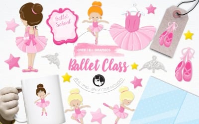 Ballet class illustration pack - Vector Image