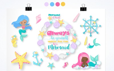 be mermaid mermaid illustration pack - Vector Image