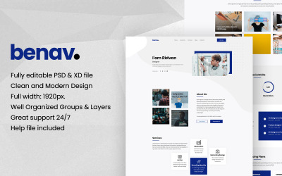 Bootstrap Benav - Personal Portfolio PSD & XD PSD sablon 119821
