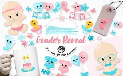 Gender reveal graphics illustrations - Vector Image