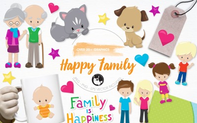 Happy family illustration pack - Vector Image