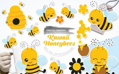 卡哇伊蜜蜂-矢量图像