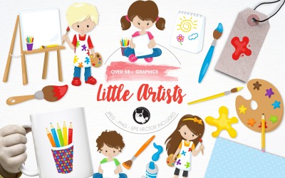 Little artists illustration pack - Vector Image