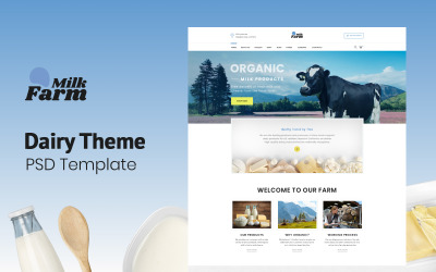 "Milk Farm - Dairy Theme" PSD Template №119827