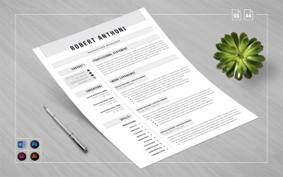 Modello di curriculum per parole e lettere di presentazione