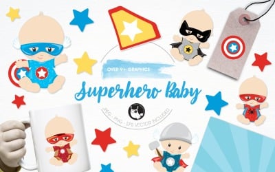 Superhero babies illustration pack - Vector Image