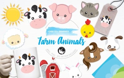 Farm animals illustration pack - Vector Image