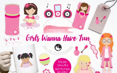 Girls Wanna Have Fun illustrations - Vector Image