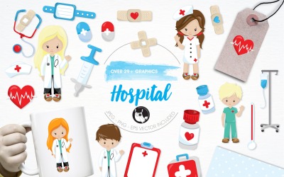 Hospital illustration pack - Vector Image