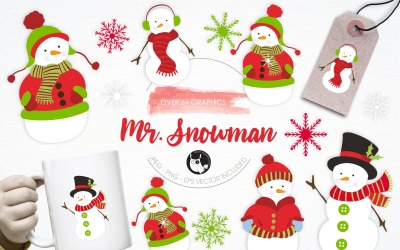 Paquete de ilustraciones de Mr Snowman - Imagen vectorial