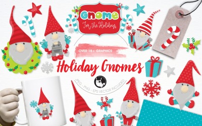 Holiday gnomes illustration pack - Vector Image