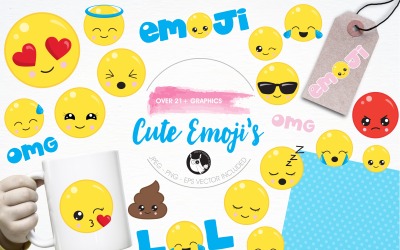 Cute emoji&#039;s illustration pack - Vector Image