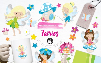 Fairies illustration pack - Vector Image