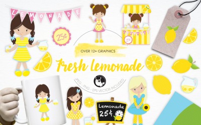Fresh Lemonade illustration pack - Vector Image
