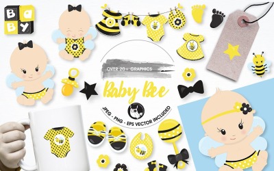 Baby bee afbeeldingen en illustraties - Vector afbeelding