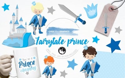 Fairytale prince illustration pack - Vector Image