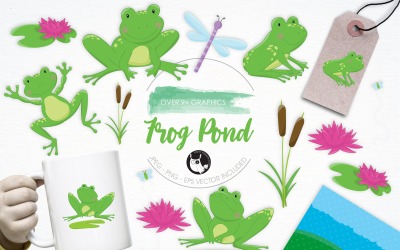 Frog Pond illustration pack - Vector Image